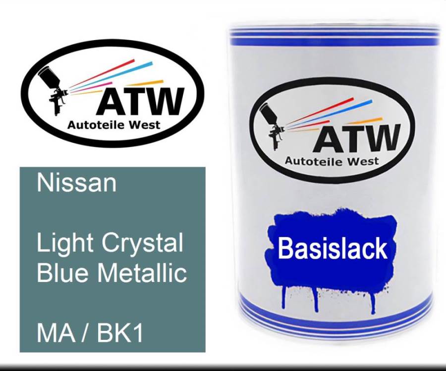 Nissan, Light Crystal Blue Metallic, MA / BK1: 500ml Lackdose, von ATW Autoteile West.